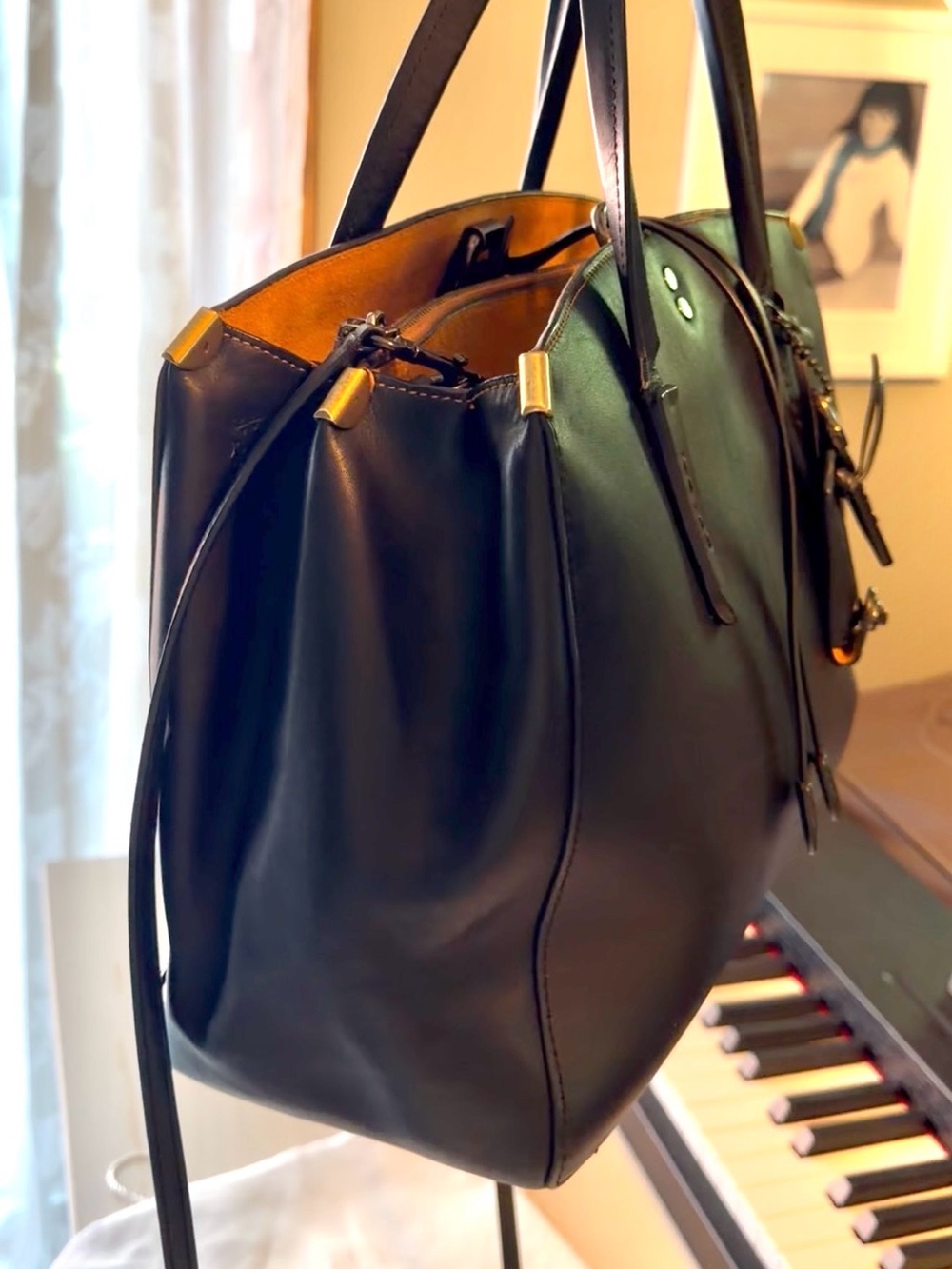 COACH 1941 COOPER CARRYALL BLACK LEATHER BAG 22821 - Picture 7 of 17